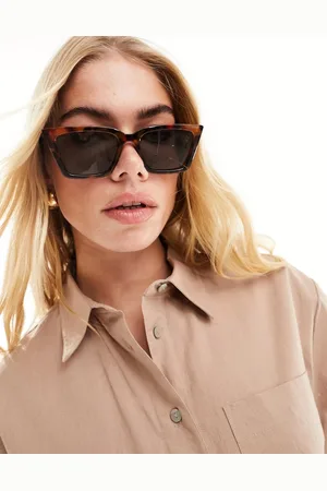 ASOS Fine frame square cat eye sunglasses in tort