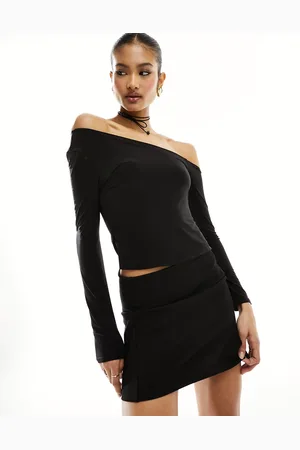 Fashionkilla Slinky off shoulder top with neck tie in