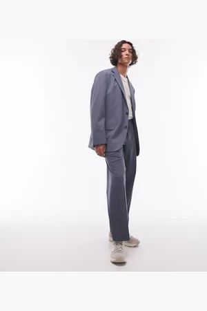 Topman Wide leg suit trousers in