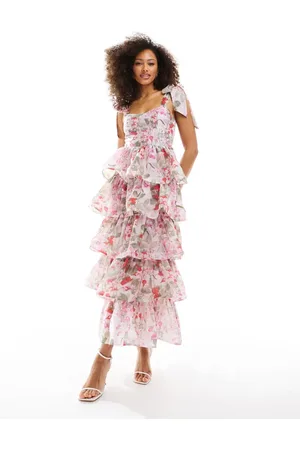 & OTHER STORIES Corset front tiered maxi dress in floral print