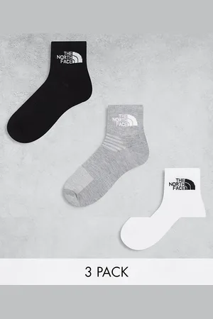 The North Face Simple Dome 3 pack logo ankle socks in white and black
