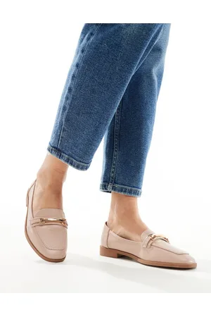 ASOS Verity loafer flat shoes with trim in blush