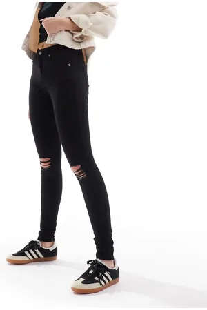 Dr Denim Lexy skinny fit mid waist with ripped knees in clean wash