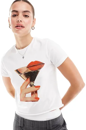ASOS Baby tee with lips and drink graphic in