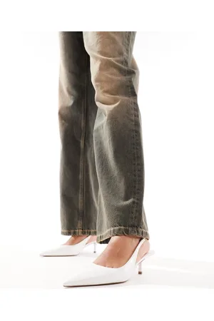 ASOS Sharp slingback chain detail kitten heeled shoes in