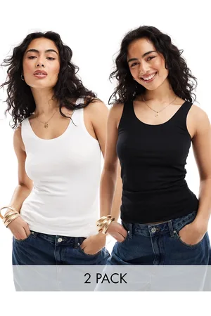 ONLY 2 pack jersey tank top in and white