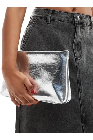 ASOS Zip top clutch bag in metallic