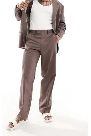 ASOS Wide leg suit trouser in brown