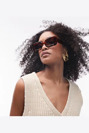 Topshop Flossie oversized rectangular sunglasses in tort