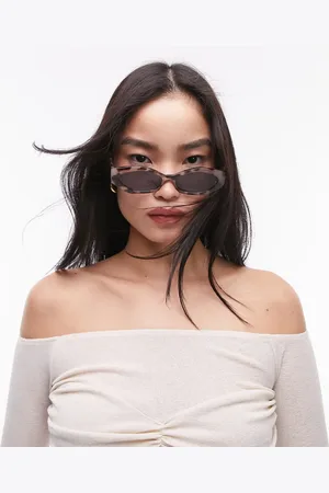Topshop Cosmo rectangular cat eye sunglasses in light tort