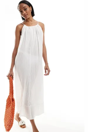 ASOS Tall textured dobby drop hem maxi beach dress in ivory