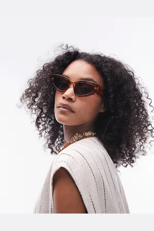 Topshop Nigella angled cat eye sunglasses in tort