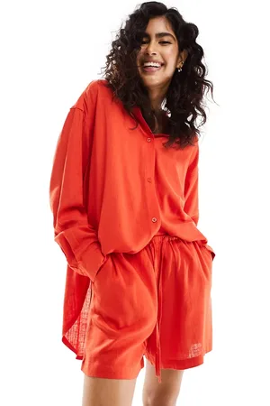 ASOS Pull on short with linen in red