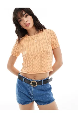 ASOS Knitted cable baby tee in peach