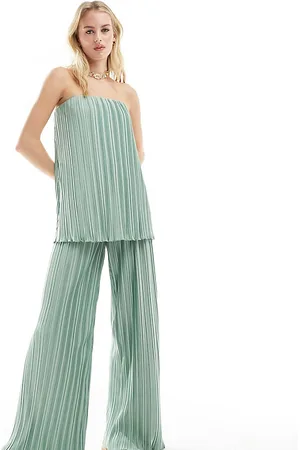 4th & Reckless Exclusive pleated wide leg trousers co-ord in sage