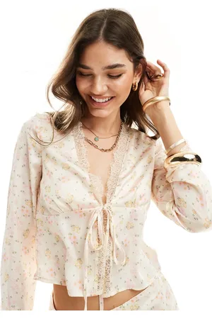 Something New Styled by Claudia Bhimra tie front blouse co-ord with lace detail in ditsy floral