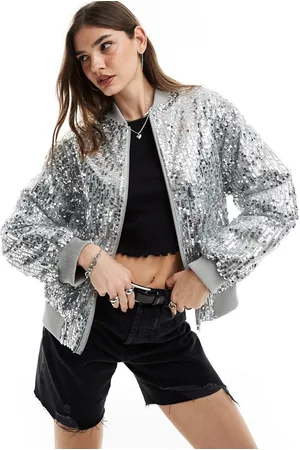 ASOS Oversized sequin bomber jacket in