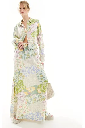 ASOS Tie waist spun maxi skirt co-ord in mixed floral print