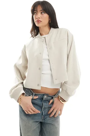 ASOS Tailored bomber jacket with clean hem in stone