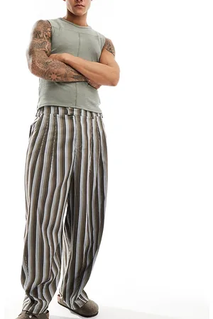 Reclaimed Loose baggy cord trouser in stripe
