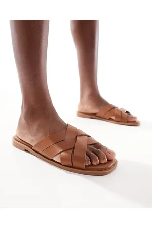 New Look Woven strap flat sandal in tan