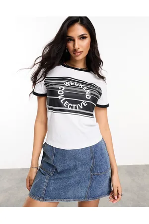 ASOS ASOS DESIGN Weekend Collective baby tee with barcode logo design in mono