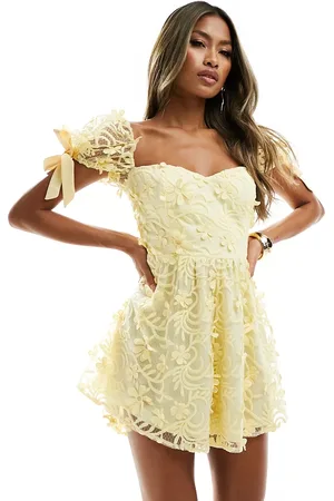 Love Triangle Lace playsuit with tie back in