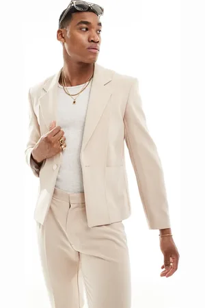 ASOS Slim fit suit jacket with panel detail in stone
