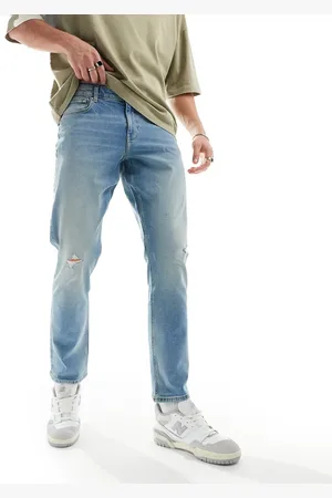 ASOS Stretch slim jeans with abrasions in light wash