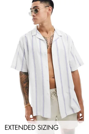 ASOS Relaxed revere shirt in linen mix stripe in