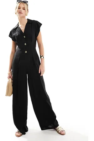 ASOS Collared linen button through jumpsuit in