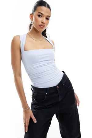 Abercrombie & Fitch Portrait neck bodysuit in baby