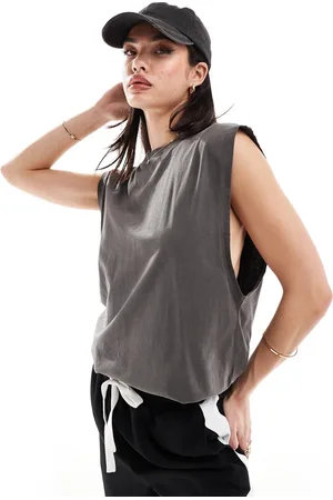 ASOS Washed oversized tank with drop arm hole in washed charcoal
