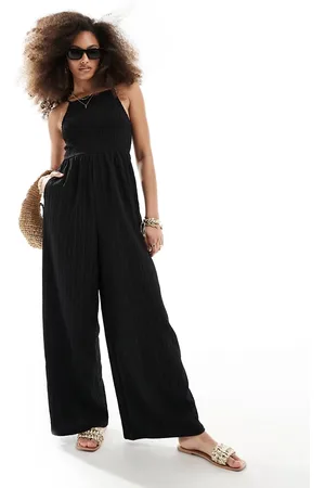 ASOS Shirred halter neck jumpsuit in