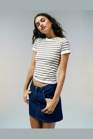 ASOS Seamless sculpting baby tee in neutral stripe