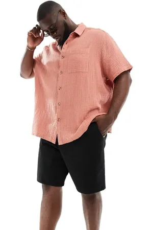 ASOS Short sleeve relaxed revere collar shirt in clay