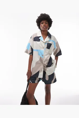 Topshop Co-ord abstract printed short sleeve shirt in
