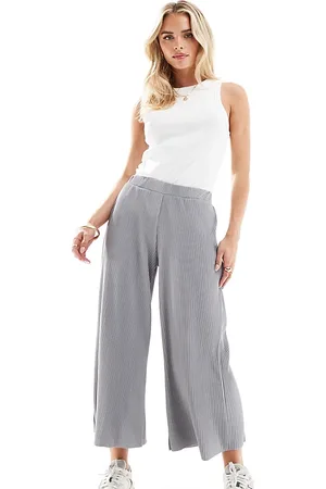 ASOS ASOS DESIGN Petite plisse wide trouser culottes in marl