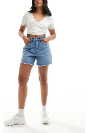 Abercrombie & Fitch Curve Love dad fit denim short in light