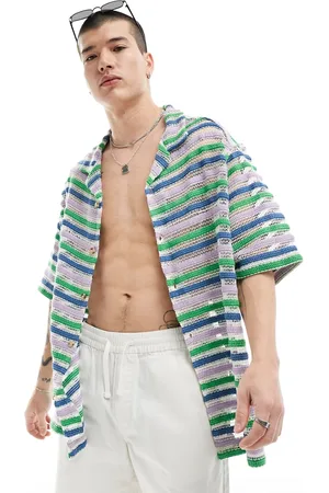 ASOS Boxy oversized revere crochet shirt