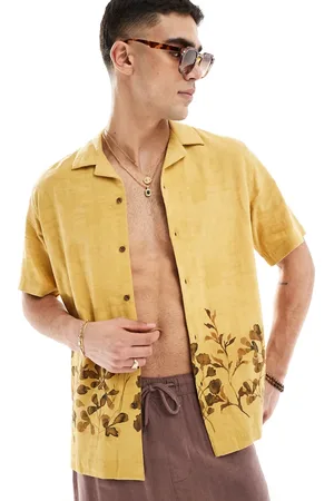 ASOS Relaxed revere shirt with floral jacquard in