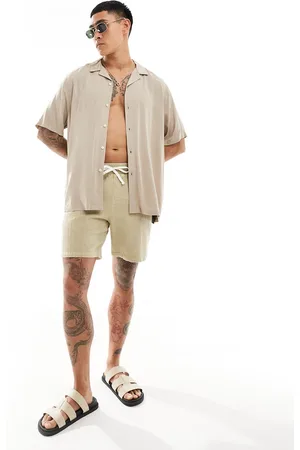 ASOS Relaxed viscose shirt in stone
