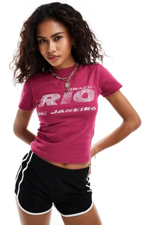 COLLUSION Baby tee with rio print in