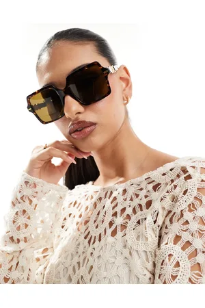 VERSACE Oversized square sunglasses in tortoiseshell
