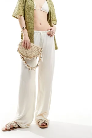 ASOS Low rise linen look trousers in cream