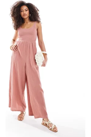 ASOS Scoop neck wide leg jumpsuit in mauve