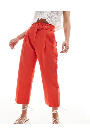 ASOS ASOS DESIGN Petite tailored belted trouser with linen in