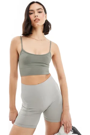 Miss Selfridge Seamless bralet cami top in khaki