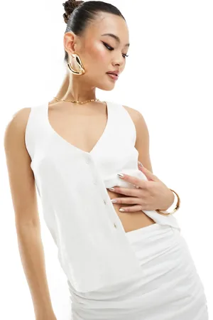 Kaiia Textured button down sleeveless top co-ord in
