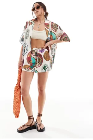ASOS Satin short co-ord in plate print